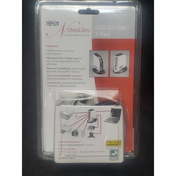 Tripp-Lite USB 2.0 & 1.1 Device Hub - 7 Port Model No. U222-007-R Data Transfer - Picture 4 of 11